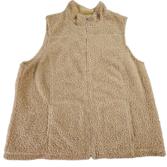 J. Jill Women's Size 3X Cream Sherpa Unlined Vest Full Zip Pockets Soft Fluffy - Picture 1 of 9